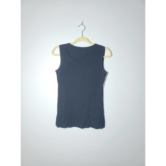 Mistook Sleeveless Ribbed Knit Round Neck Acrylic Flare Hem Top Size Small Black - Picture 2 of 4